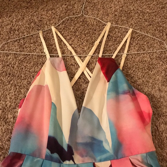 Multicolor deep V dress small - Picture 2 of 7